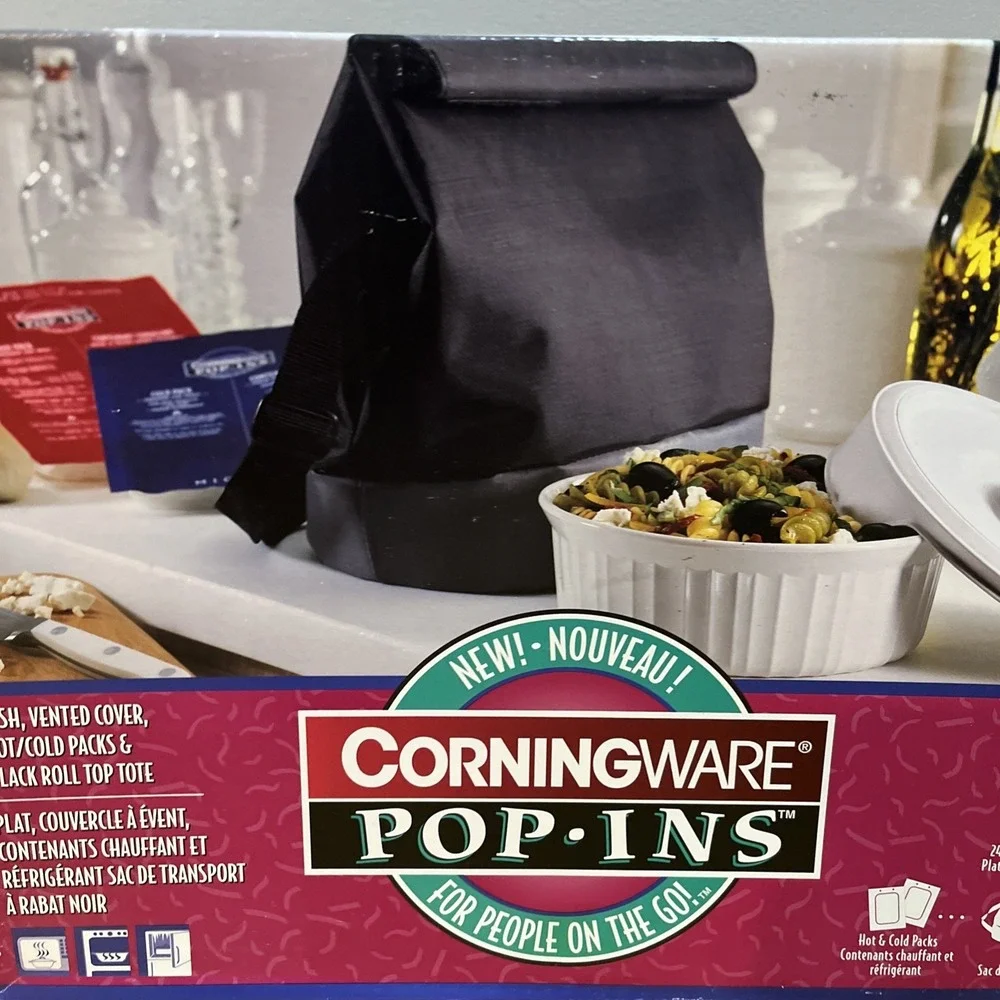Corningware Pop-ins 24 Oz Oval Container W/ Lid Carrying Case Hot Cold Pack NOS‎